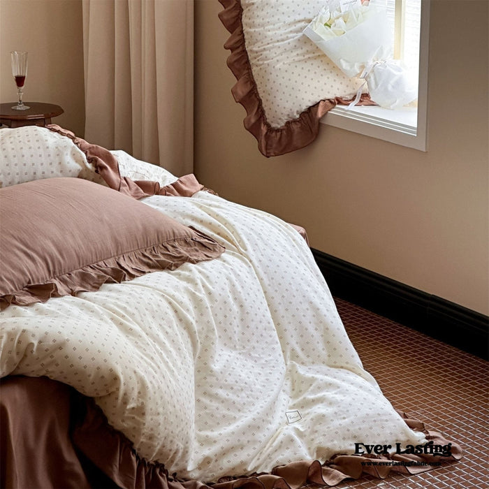 Cottage Inspired Ruffle Bedding Set / Soft Brown - Ever Lasting