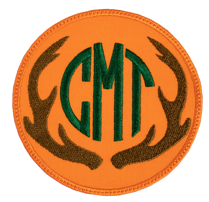 Deer Antlers Monogram Sew or Iron on Embroidered Patch - Sew Lucky Embroidery