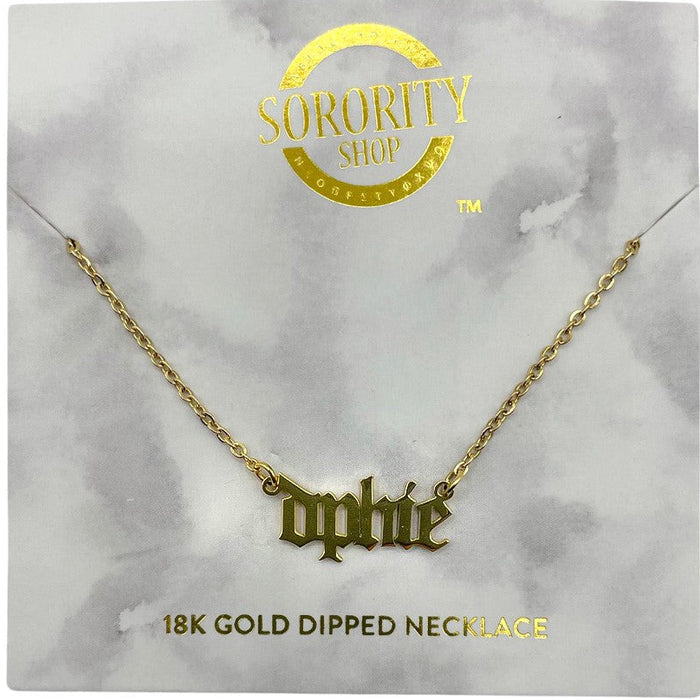 Delta Phi Epsilon Old English Necklace