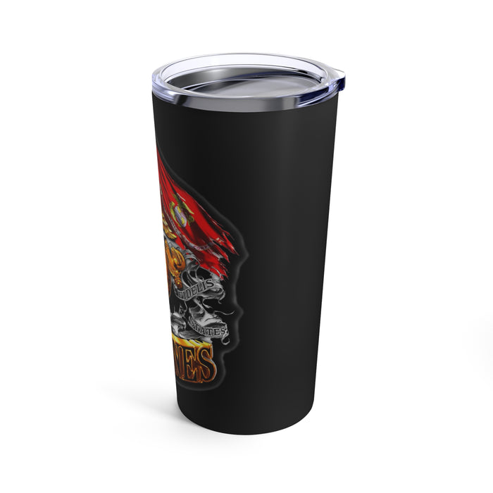 Double Flag Eagle U.S. Marines: 20oz Military Design Black Tumbler