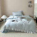 Dreamy Silky Ruffle Tencel Bedding Set / Blue - Ever Lasting