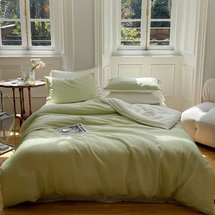 DUO Reversible Pastel Silky Tencel Bedding Set / Green - Ever Lasting