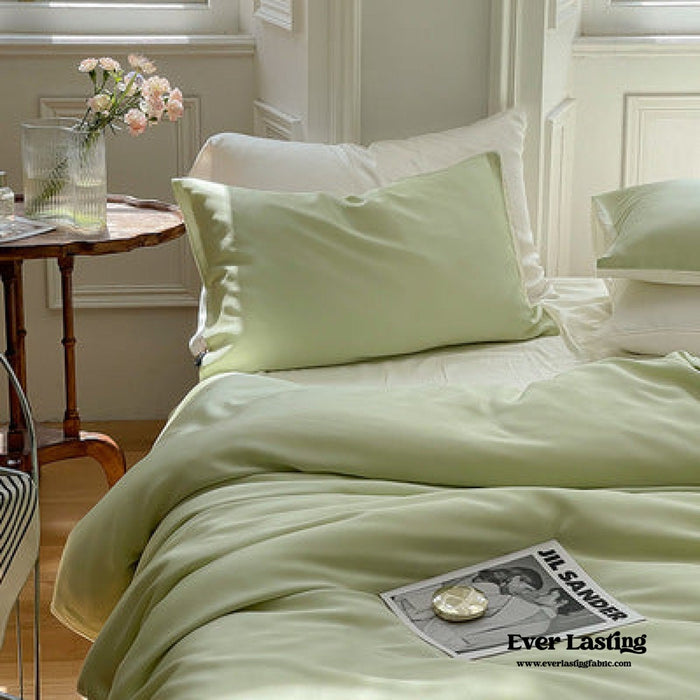 DUO Reversible Pastel Silky Tencel Bedding Set / Green - Ever Lasting