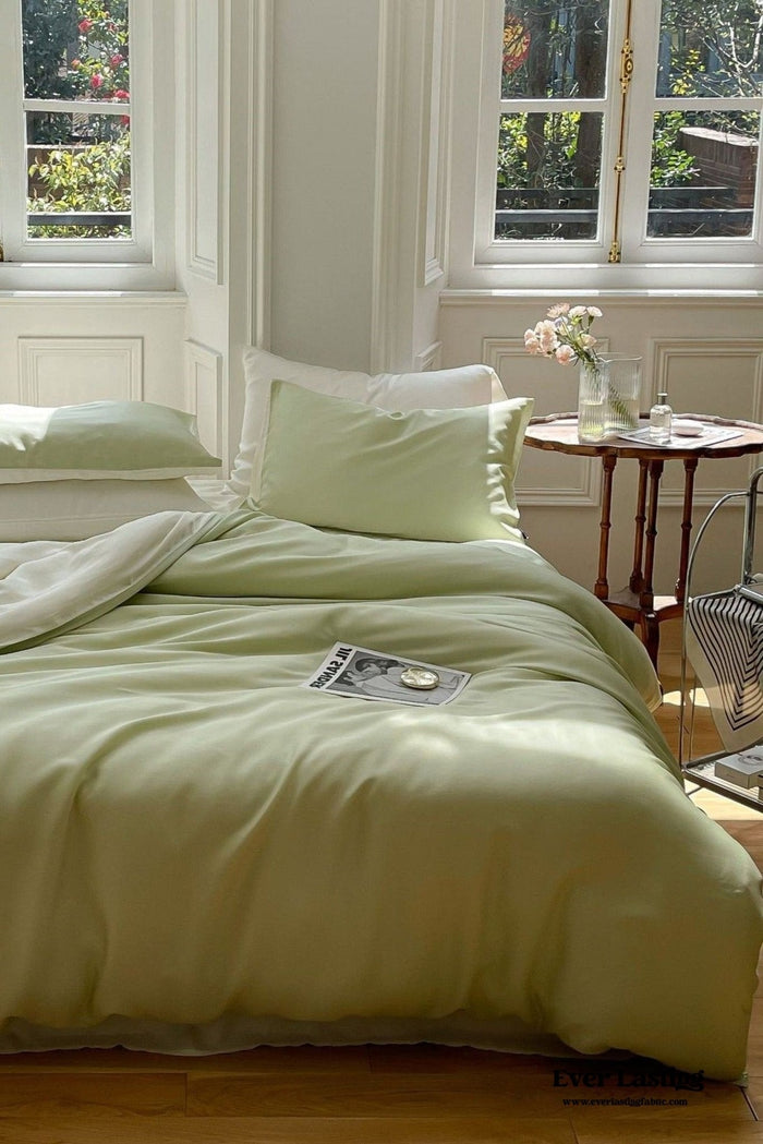 DUO Reversible Pastel Silky Tencel Bedding Set / Green - Ever Lasting
