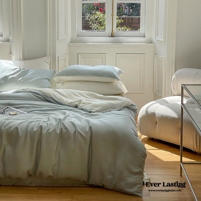 DUO Reversible Pastel Silky Tencel Bedding Set / Green - Ever Lasting