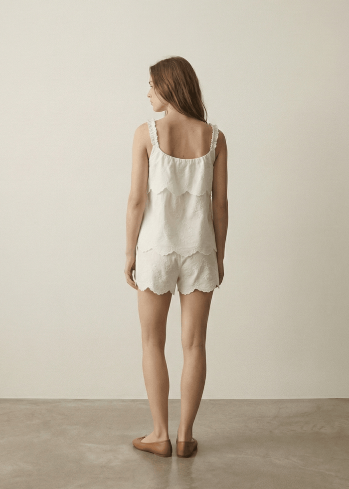 - Ever Lasting - Elodie Embroidered Cotton Gauze PJ Set / White - Pajamas - Ever Lasting