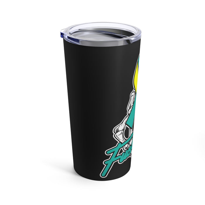 Embodying Resilience: 20oz Tumbler in Black featuring a Skeleton Hand for PTSD Awareness among Veterans