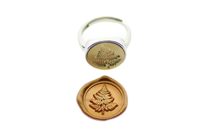 Fern Signet Ring - Backtozero B20 - 14m, 14mm, 14mm ring, 14mn, accessory, Botanical, fern, her, jewelry, Leaf, Leafs, Leaves, minimal, Nature, Plant, ring, signet ring, simple, size 10, size 7, size 8, size 9, wax seal, wax seal stamp
