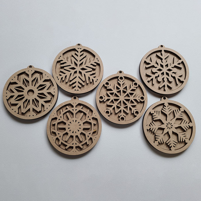Festive Snowflake Ornaments (Set of 6) - Glowforge