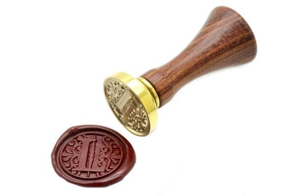Filigree Monogram Wax Seal Stamp - Backtozero B20 - 1 initial, 1initial, 2 layer, 2 layers, 2 level, 2layer, 2layers, 2level, 2levels, Deco, Decorative, Deep Red, Letter, Monogram, One initial, Personalized, Signature, signaturehandle