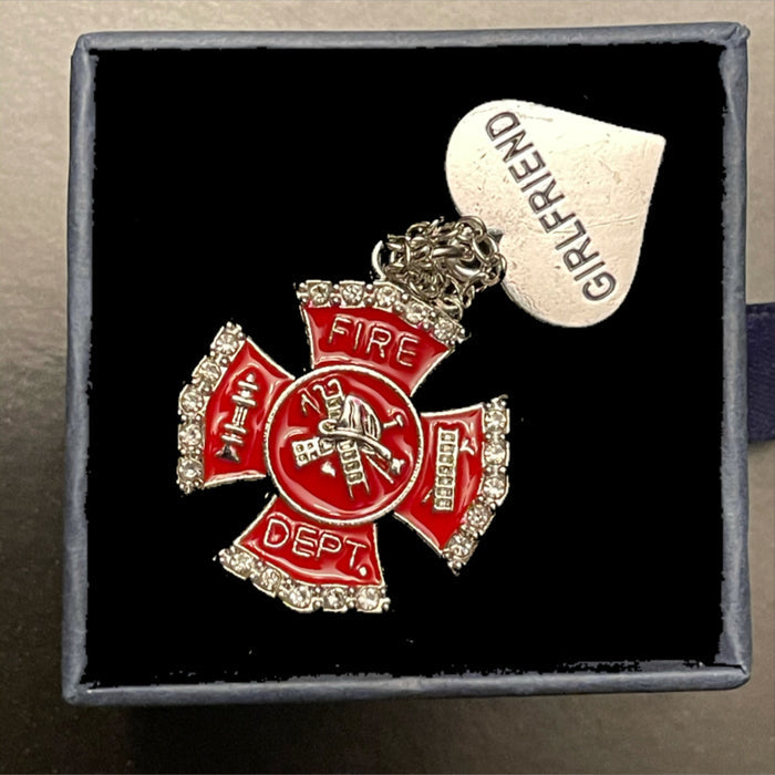 Firefighter Necklace-Thin Red Line Girlfriend Necklace.