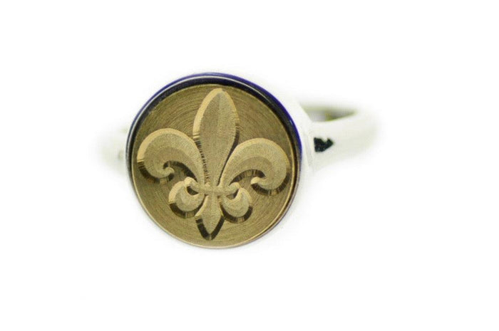 Fleur De Lis Signet Ring - Backtozero B20 - 12m, 12mm, 12mm ring, 12mn, Fleur de Lis, genericlonghandle, her, ring, signet ring, size 7, size 8, wax seal, wax seal ring