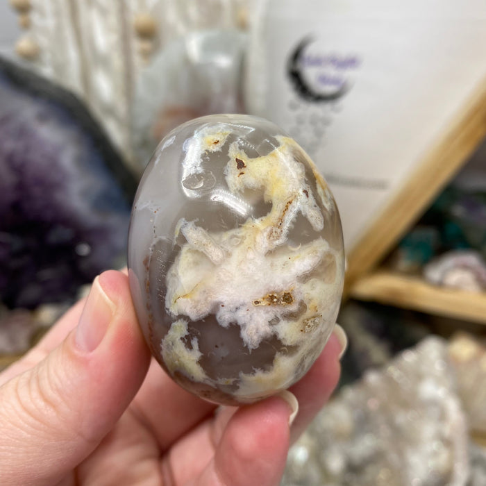 Flower Agate Palm Stone #47