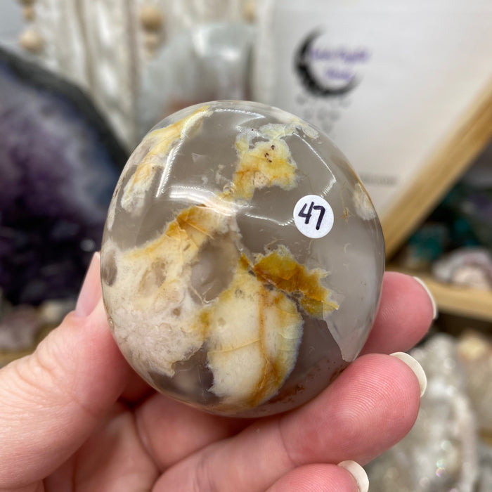 Flower Agate Palm Stone #47
