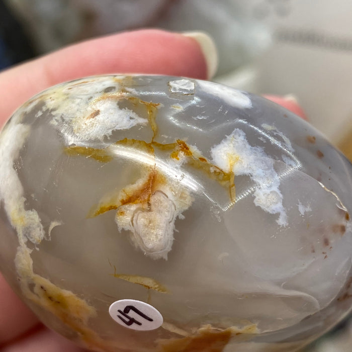 Flower Agate Palm Stone #47