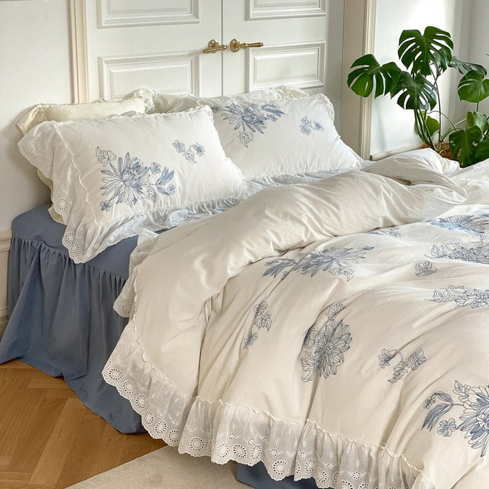 - Ever Lasting - French White Lace Ruffle Bedding Set - Bedding Set - Ever Lasting