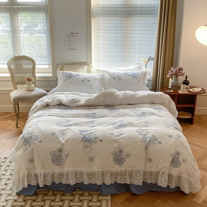- Ever Lasting - French White Lace Ruffle Bedding Set - Bedding Set - Ever Lasting