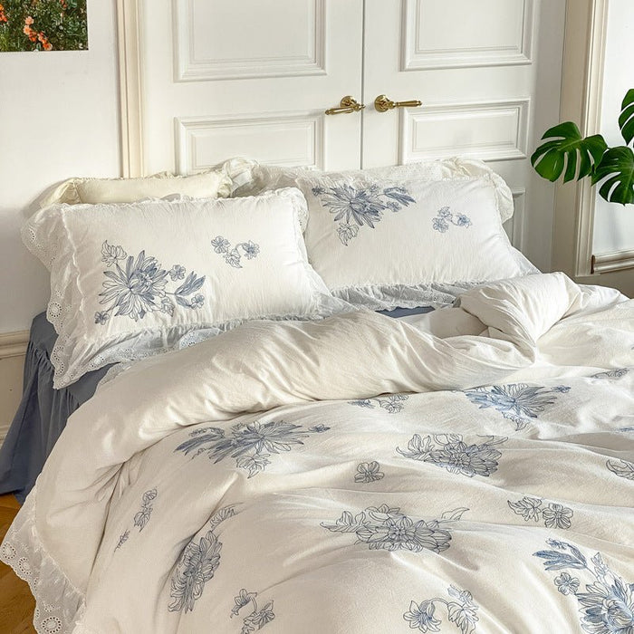 - Ever Lasting - French White Lace Ruffle Bedding Set - Bedding Set - Ever Lasting
