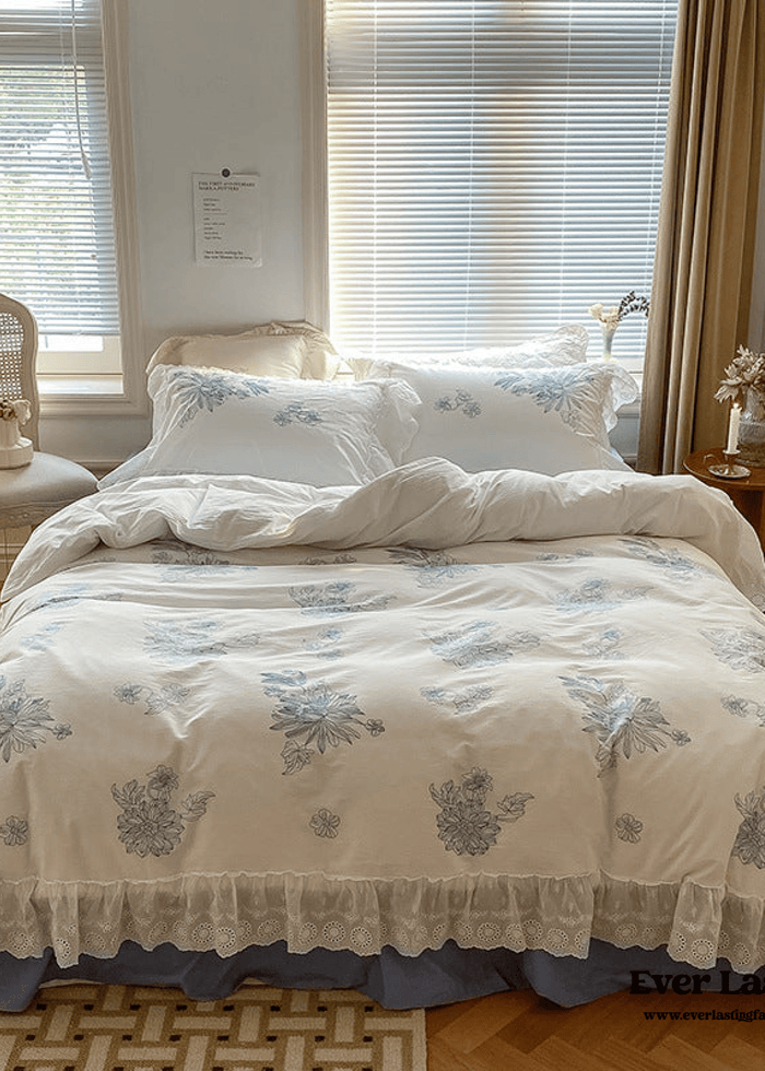 - Ever Lasting - French White Lace Ruffle Bedding Set - Bedding Set - Ever Lasting