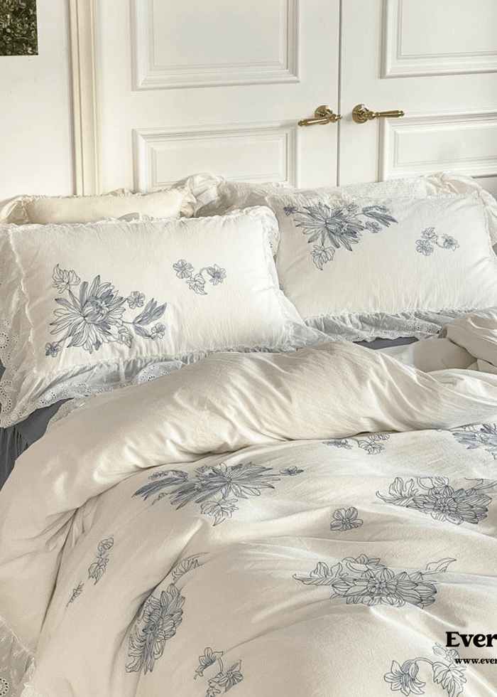 - Ever Lasting - French White Lace Ruffle Bedding Set - Bedding Set - Ever Lasting