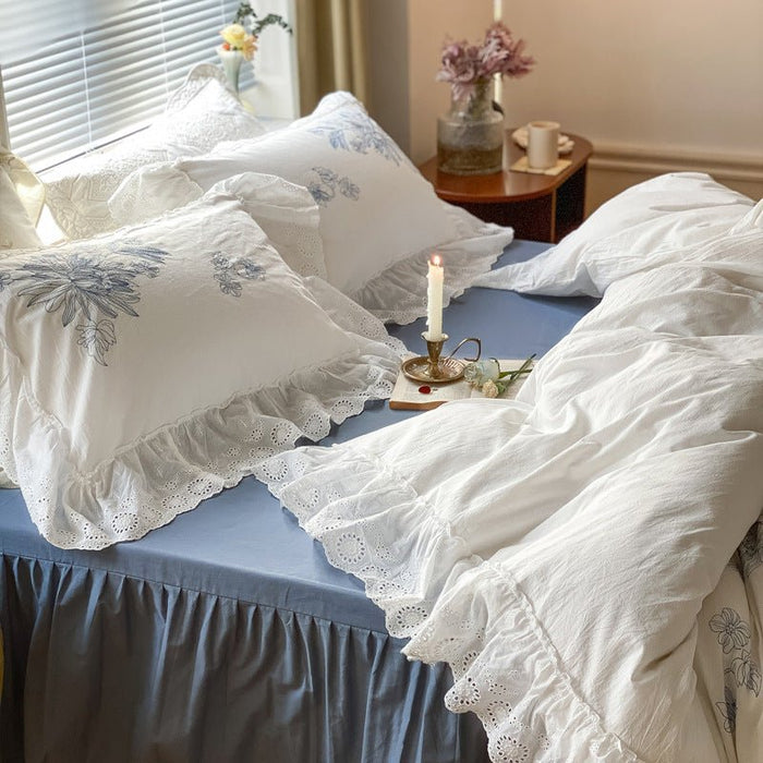 - Ever Lasting - French White Lace Ruffle Bedding Set - Bedding Set - Ever Lasting