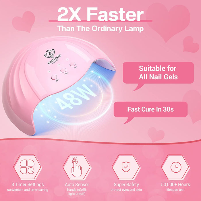 Gel Nails Polish Starter Kit with Mini LED Lamp, Portable Nail Art Kit for Travel