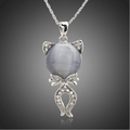 Gray Cat Platinum Plated Necklace - Free Shipping