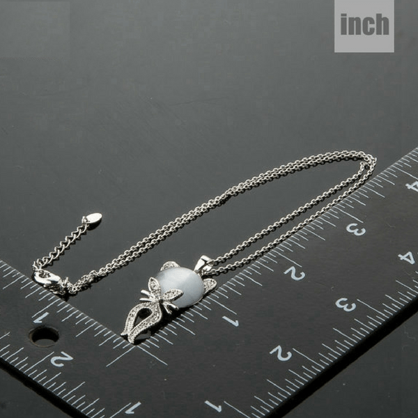 Gray Cat Platinum Plated Necklace - Free Shipping