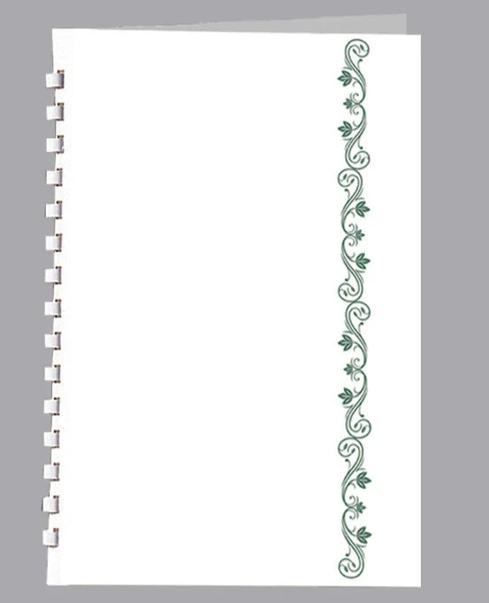 Green Leaf Scroll Leatherette - Visitor Book - 15 Ring - ST8584VR
