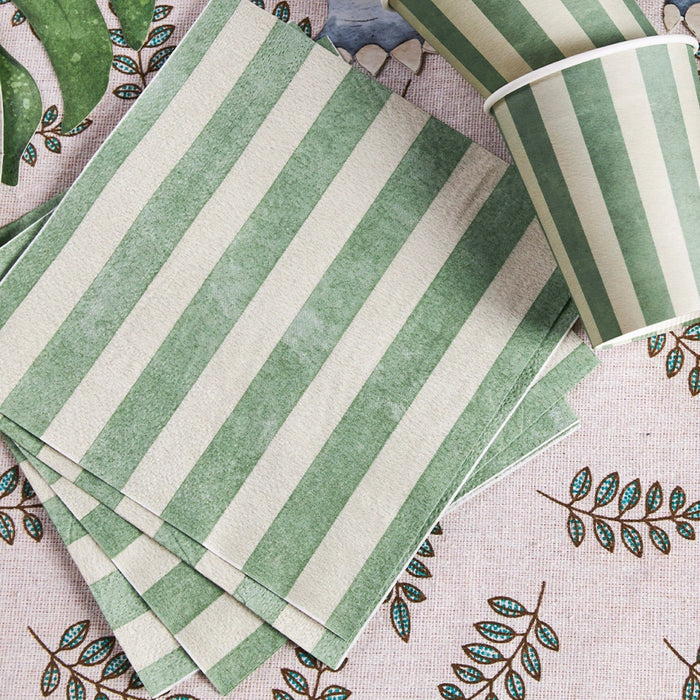 Green Watercolor Stripe Large Napkins - bubblegum market