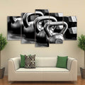 Gym Dumbells Metal Black and White Wall Art Frame Canvas Printing Decor