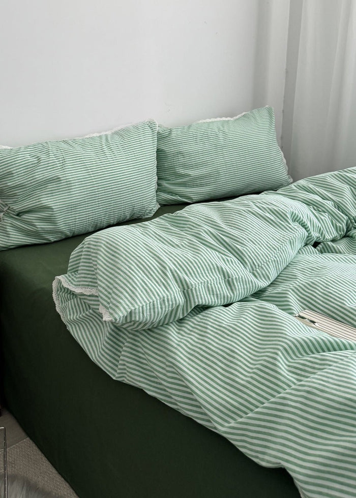 '-Ever Lasting - Hadley Striped Bedding Set / Green -Bedding Set -Ever Lasting