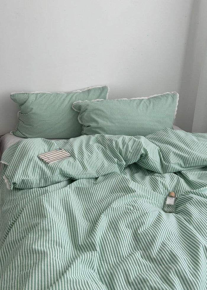 '-Ever Lasting - Hadley Striped Bedding Set / Green -Bedding Set -Ever Lasting