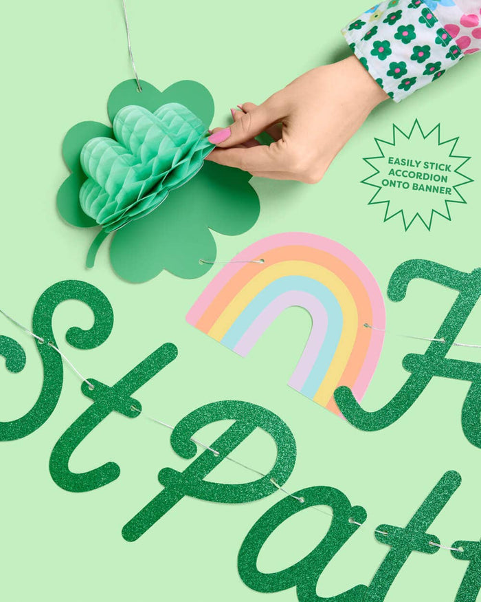 Happy St. Patty's Day Glitter Banner Set - bubblegum market