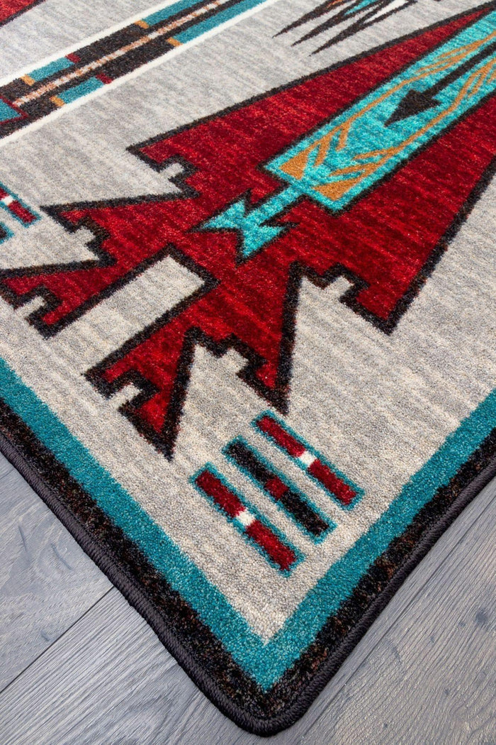 Horse Thieves Southwest Floor Runner serged corner detail - Your Western Decor