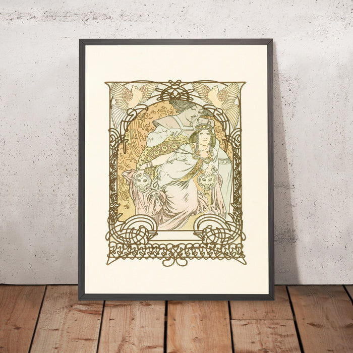 A framed image of Ilsée by Alphonse Mucha, 1901