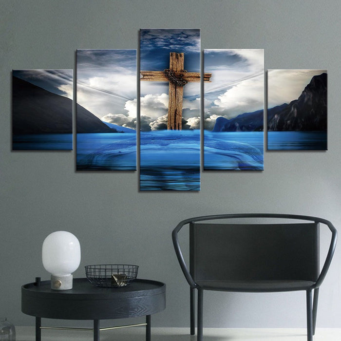 Jesus Christian Cross Wall Art Frame Canvas Printing Decor - BlueArtDecor