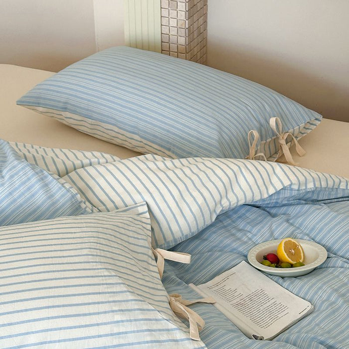 Josie Bow Tied Stripe Pillowcases / Cream - Ever Lasting