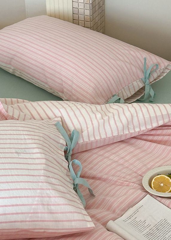 Josie Bow Tied Stripe Pillowcases / Cream - Ever Lasting