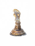 18th-century Italian candlestick top with polished agate coral & baroque pearl and sits on a polished agate base.