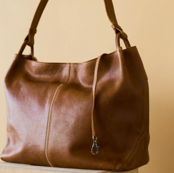 Latico Leathers Lyons Tote Bag (Black, Cognac)