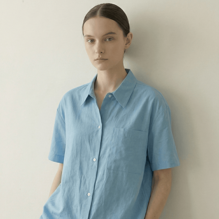 - Ever Lasting - Lino Natural Texture Cotton Set / Fresh Lake Blue (Unisex) - Pajamas - Ever Lasting