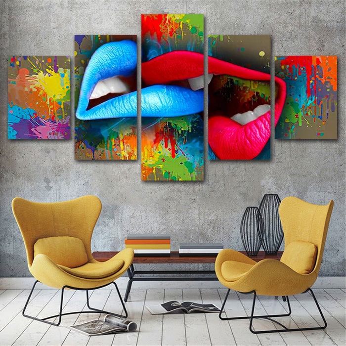 Love Kiss Graffiti Lips Wall Art Canvas Printing Decor - BlueArtDecor
