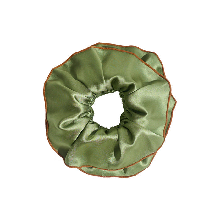 Lost Pattern Maxi Flower Double-Layer Oversized Silk Scrunchie in Martini Olive