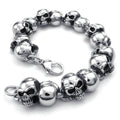 Men Stainless Steel Skull Bracelet Silver 8.5 Inch