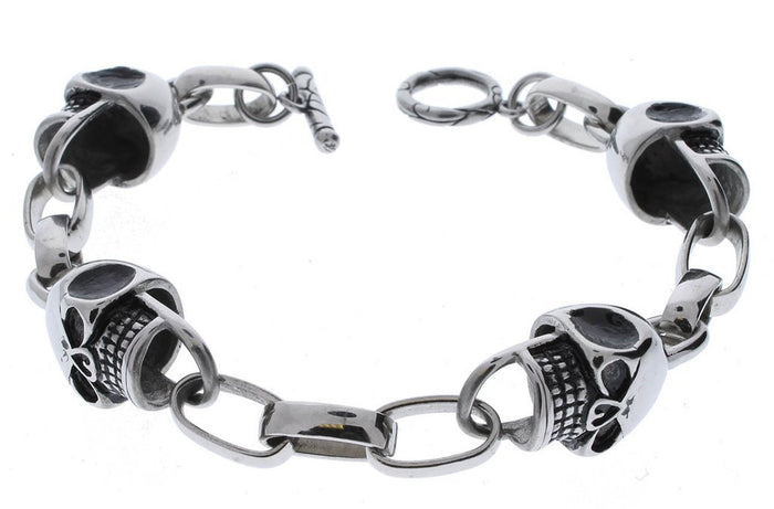 Men's Stainless Steel Skull Bracelet - 9.5 inches