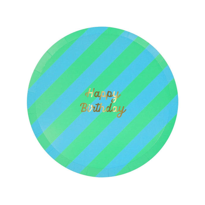 Meri Meri Party Stripe Happy Birthday Side Plates - bubblegum market
