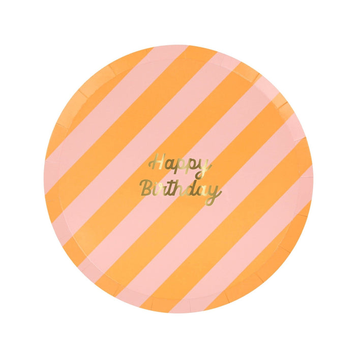 Meri Meri Party Stripe Happy Birthday Side Plates - bubblegum market