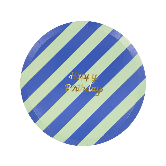 Meri Meri Party Stripe Happy Birthday Side Plates - bubblegum market