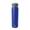 Royal blue insulated water bottle with lime green lid and mid-section band, featuring Simple Modern logo, shown against white background.